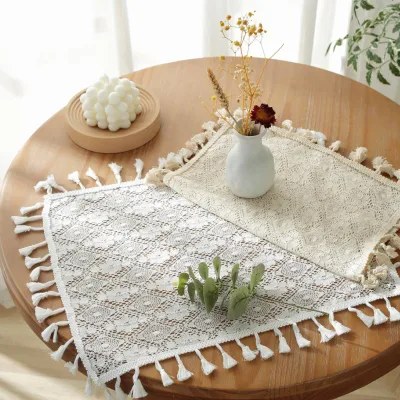 Rectangle Lace Cloth Placemats with Tassel